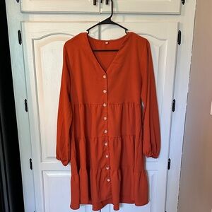 Rust Orange Button-Down Dress; Purchased on Amazon; wore 1 time